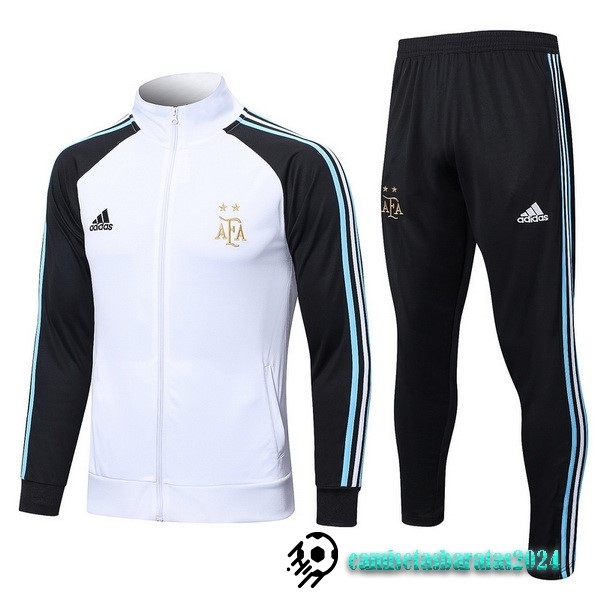 Replicas Conjunto Completo Ropa Deportiva Con Cremallera Niños Larga Argentina 2022 Negro I Blanco