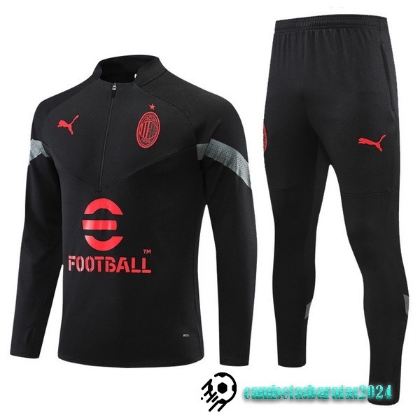 Replicas Conjunto Completo Sudadera Entrenamiento AC Milan 2022 2023 I Negro