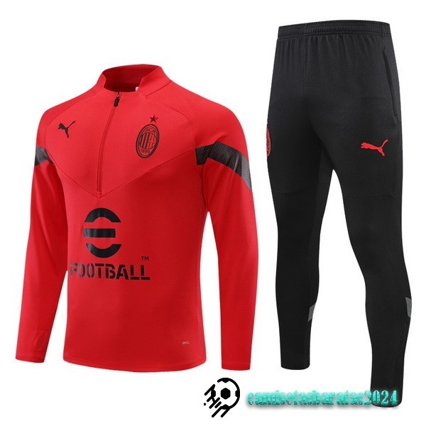 Replicas Conjunto Completo Sudadera Entrenamiento AC Milan 2022 2023 Rojo I Negro