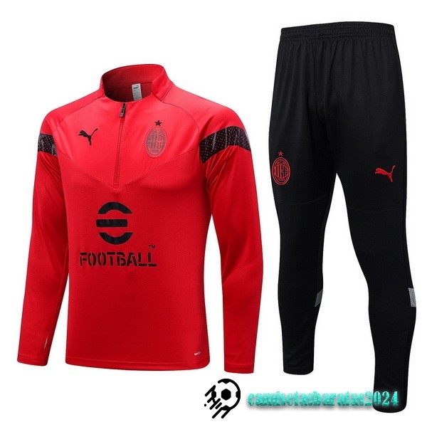 Replicas Conjunto Completo Sudadera Entrenamiento AC Milan 2022 2023 Rojo Negro