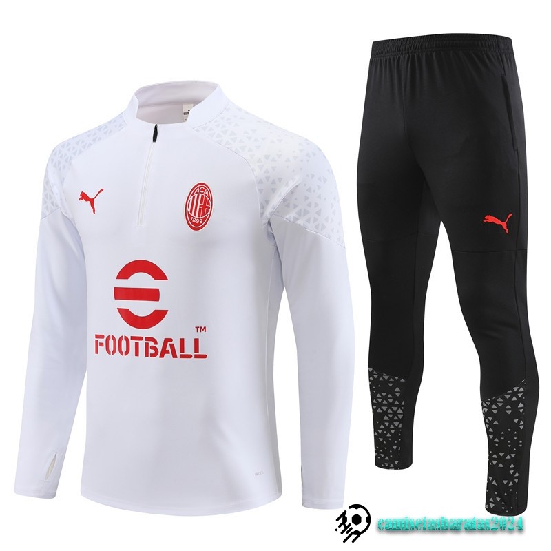 Replicas Conjunto Completo Sudadera Entrenamiento AC Milan 2023 2024 Blanco Negro Rojo