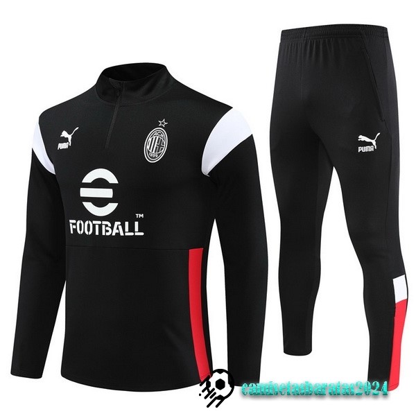 Replicas Conjunto Completo Sudadera Entrenamiento AC Milan 2023 2024 Negro