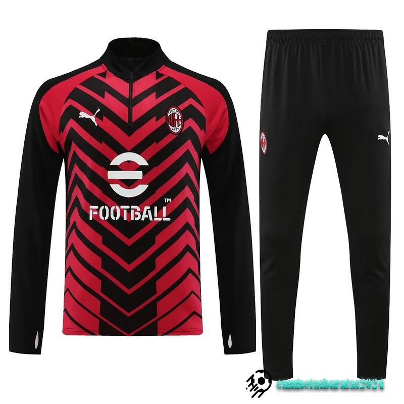 Replicas Conjunto Completo Sudadera Entrenamiento AC Milan 2023 2024 Rojo II Negro