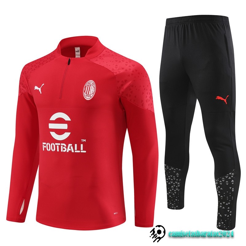 Replicas Conjunto Completo Sudadera Entrenamiento AC Milan 2023 2024 Rojo I Negro