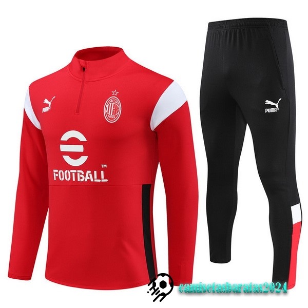 Replicas Conjunto Completo Sudadera Entrenamiento AC Milan 2023 2024 Rojo Negro