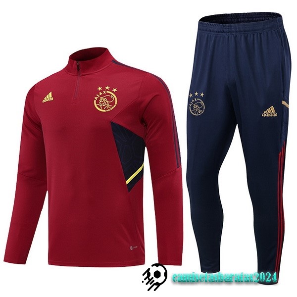 Replicas Conjunto Completo Sudadera Entrenamiento Ajax 2023 2024 Borgona Azul