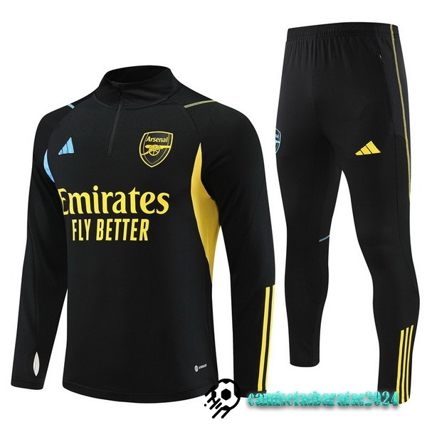 Replicas Conjunto Completo Sudadera Entrenamiento Arsenal 2023 2024 Negro III Amarillo