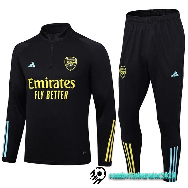 Replicas Conjunto Completo Sudadera Entrenamiento Arsenal 2023 2024 Negro II Amarillo