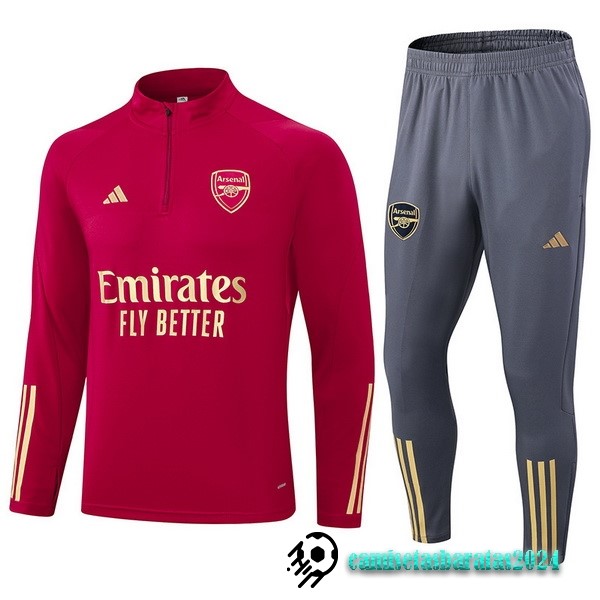 Replicas Conjunto Completo Sudadera Entrenamiento Arsenal 2023 2024 Rojo Gris