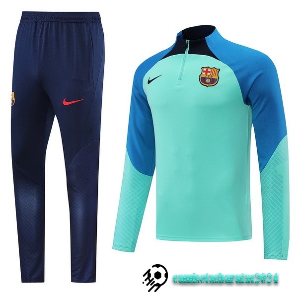 Replicas Conjunto Completo Sudadera Entrenamiento Barcelona 2022 2023 Azul Marino Verde