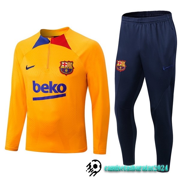 Replicas Conjunto Completo Sudadera Entrenamiento Barcelona 2022 2023 Naranja Azul