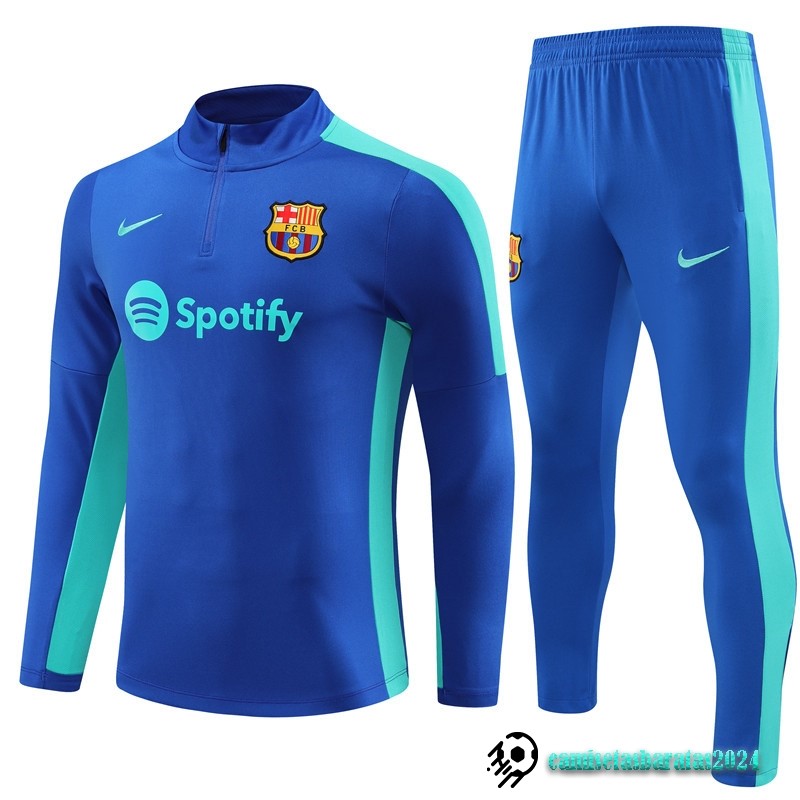 Replicas Conjunto Completo Sudadera Entrenamiento Barcelona 2023 2024 Azul Verde