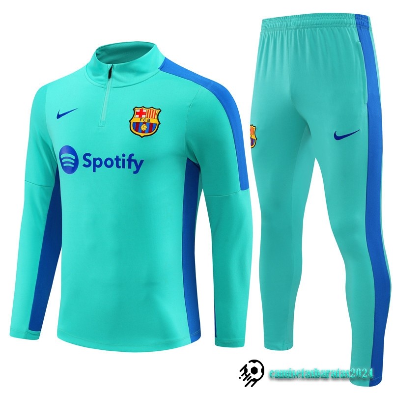 Replicas Conjunto Completo Sudadera Entrenamiento Barcelona 2023 2024 Verde Azul