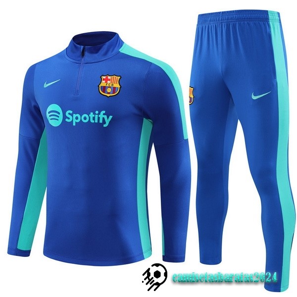 Replicas Conjunto Completo Sudadera Entrenamiento Barcelona Niños 2023 2024 Azul Verde