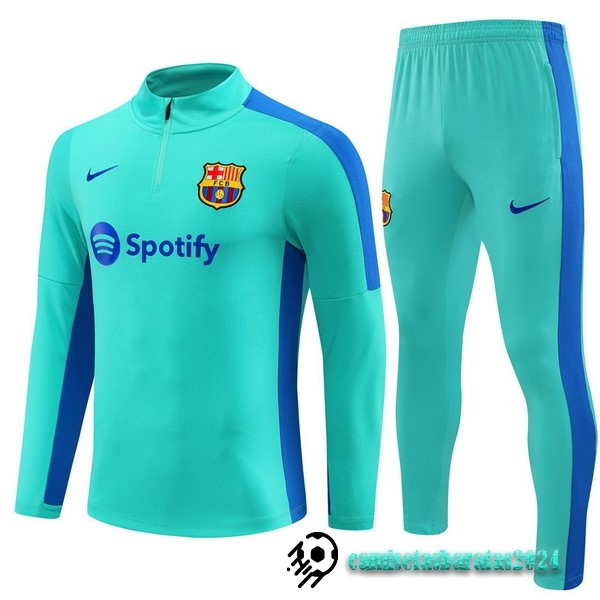 Replicas Conjunto Completo Sudadera Entrenamiento Barcelona Niños 2023 2024 Verde Azul