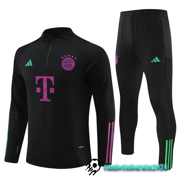 Replicas Conjunto Completo Sudadera Entrenamiento Bayern Múnich 2023 2024 Negro Purpura