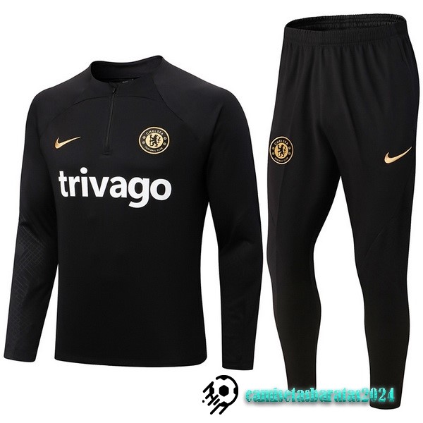 Replicas Conjunto Completo Sudadera Entrenamiento Chelsea 2022 2023 Negro