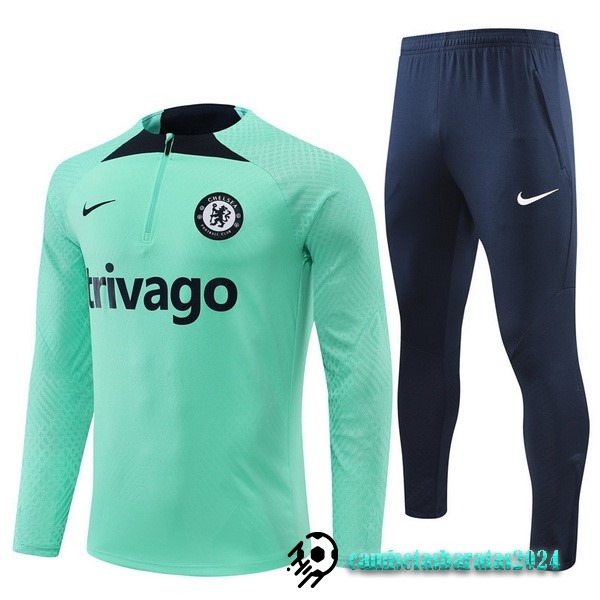 Replicas Conjunto Completo Sudadera Entrenamiento Chelsea 2022 2023 Verde Azul