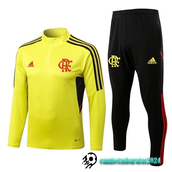 Replicas Conjunto Completo Sudadera Entrenamiento Flamengo 2022 2023 Amarillo Negro