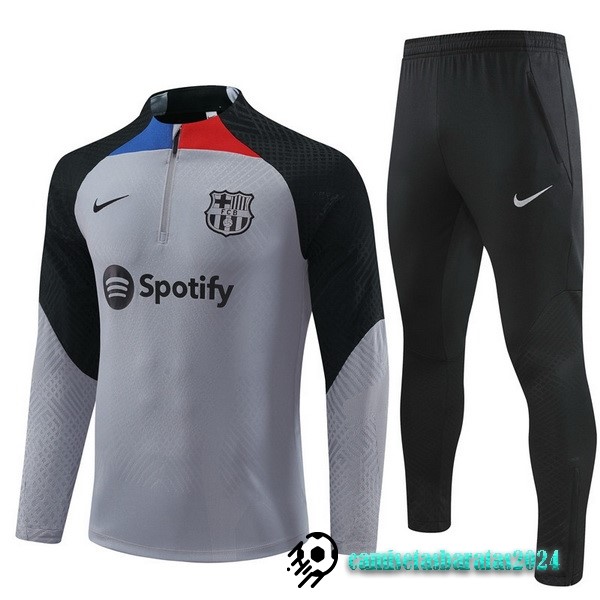 Replicas Conjunto Completo Sudadera Entrenamiento Jugadores Barcelona 2022 2023 Gris Negro