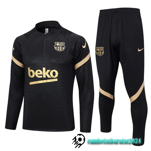 Replicas Conjunto Completo Sudadera Entrenamiento Jugadores Barcelona 2023 2024 Negro Amarillo