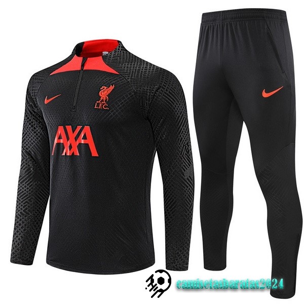 Replicas Conjunto Completo Sudadera Entrenamiento Jugadores Liverpool 2022 2023 Negro