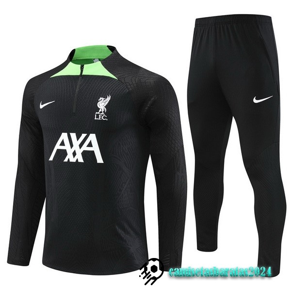 Replicas Conjunto Completo Sudadera Entrenamiento Jugadores Liverpool 2022 2023 Negro I Verde