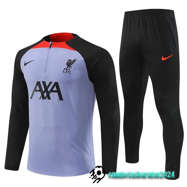 Replicas Conjunto Completo Sudadera Entrenamiento Jugadores Liverpool 2022 2023 Purpura Negro