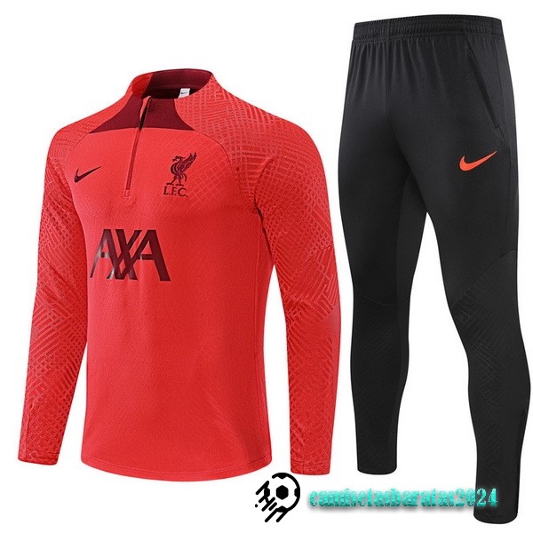 Replicas Conjunto Completo Sudadera Entrenamiento Jugadores Liverpool 2022 2023 Rojo Negro