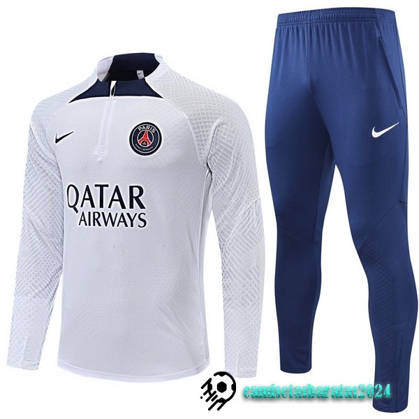 Replicas Conjunto Completo Sudadera Entrenamiento Jugadores Niños Paris Saint Germain 2022 2023 Blanco Azul