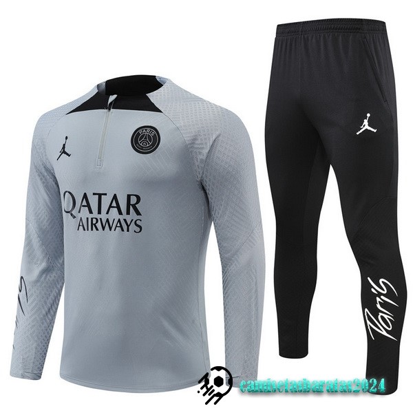 Replicas Conjunto Completo Sudadera Entrenamiento Jugadores Niños Paris Saint Germain 2022 2023 Gris Negro