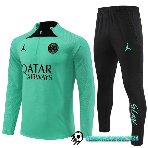 Replicas Conjunto Completo Sudadera Entrenamiento Jugadores Niños Paris Saint Germain 2022 2023 Verde Negro