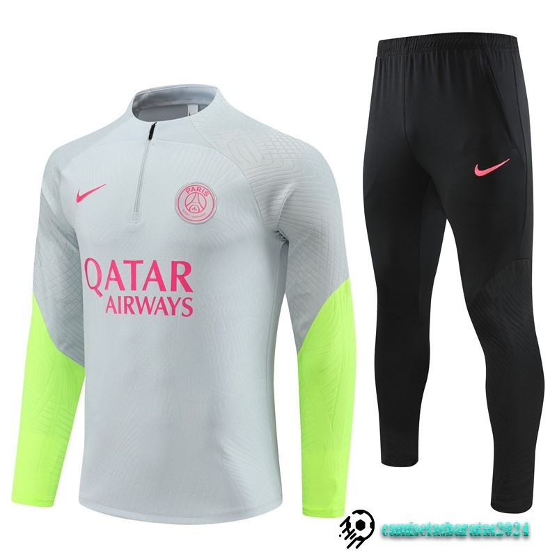 Replicas Conjunto Completo Sudadera Entrenamiento Jugadores Paris Saint Germain Niños 2023 2024 Gris Verde