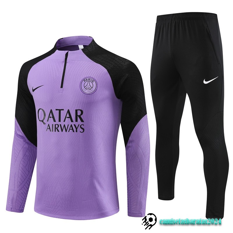 Replicas Conjunto Completo Sudadera Entrenamiento Jugadores Paris Saint Germain Niños 2023 2024 Purpura Negro