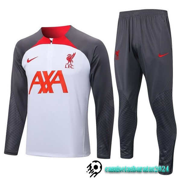 Replicas Conjunto Completo Sudadera Entrenamiento Liverpool 2022 2023 Blanco Gris