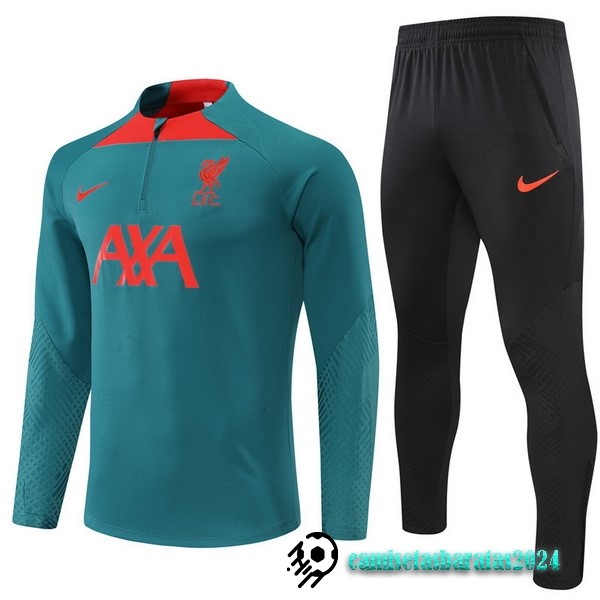 Replicas Conjunto Completo Sudadera Entrenamiento Liverpool 2022 2023 Verde Negro