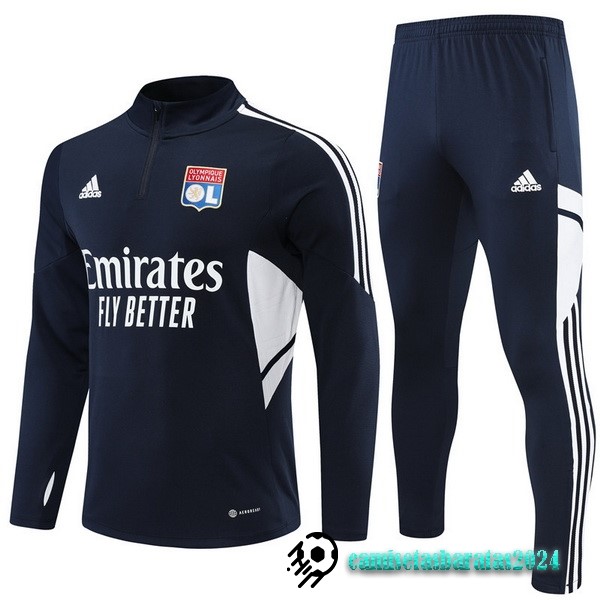 Replicas Conjunto Completo Sudadera Entrenamiento Lyon 2022 2023 Azul Marino Blanco