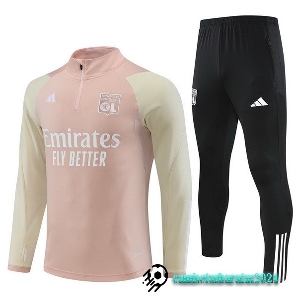 Replicas Conjunto Completo Sudadera Entrenamiento Lyon 2023 2024 Rosa Negro