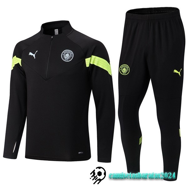 Replicas Conjunto Completo Sudadera Entrenamiento Manchester City 2022 2023 Negro Verde