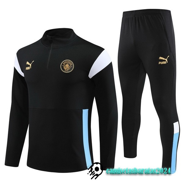 Replicas Conjunto Completo Sudadera Entrenamiento Manchester City 2023 2024 Negro Blanco