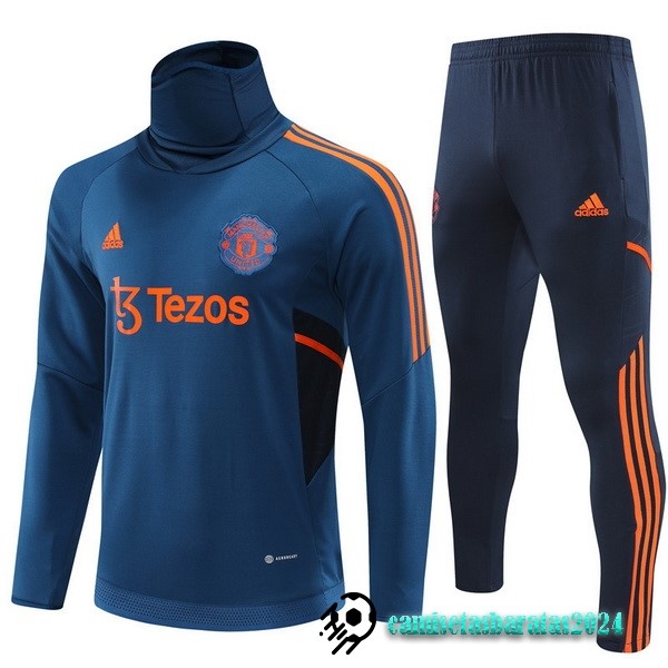 Replicas Conjunto Completo Sudadera Entrenamiento Manchester United 2022 2023 Azul