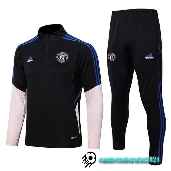 Replicas Conjunto Completo Sudadera Entrenamiento Manchester United 2022 2023 Negro Rosa