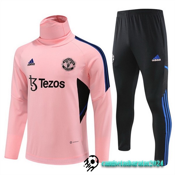 Replicas Conjunto Completo Sudadera Entrenamiento Manchester United 2022 2023 Rosa Negro