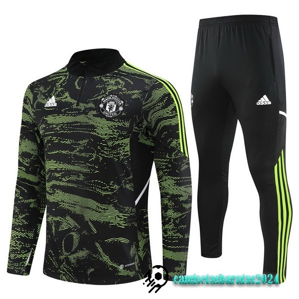 Replicas Conjunto Completo Sudadera Entrenamiento Manchester United 2022 2023 Verde I Negro