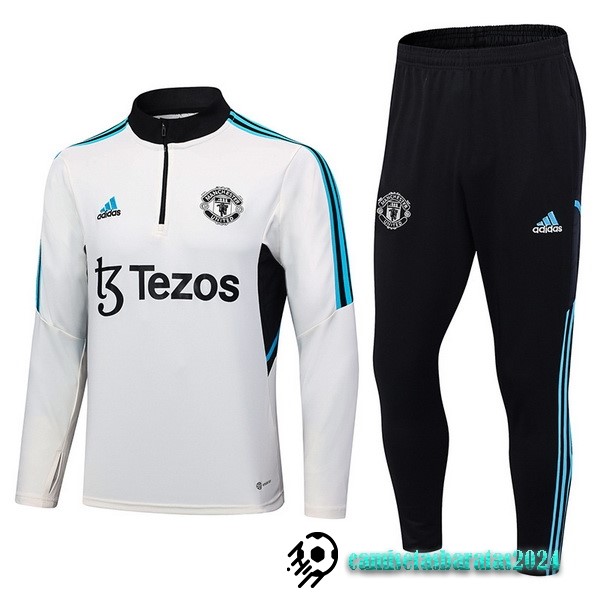 Replicas Conjunto Completo Sudadera Entrenamiento Manchester United 2023 2024 Blanco I Negro