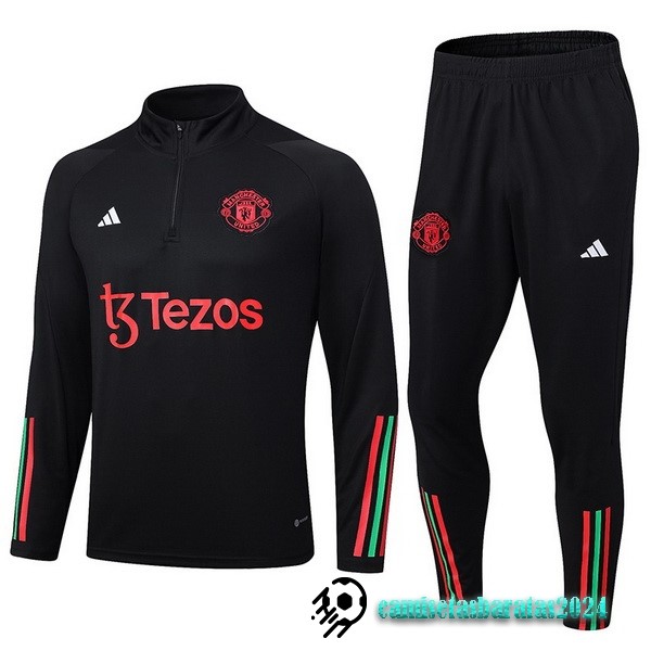 Replicas Conjunto Completo Sudadera Entrenamiento Manchester United 2023 2024 Negro