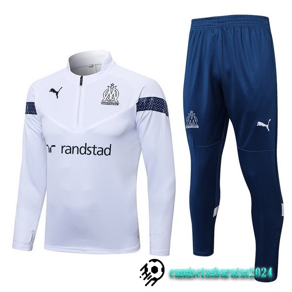 Replicas Conjunto Completo Sudadera Entrenamiento Marsella 2022 2023 Blanco Azul Marino