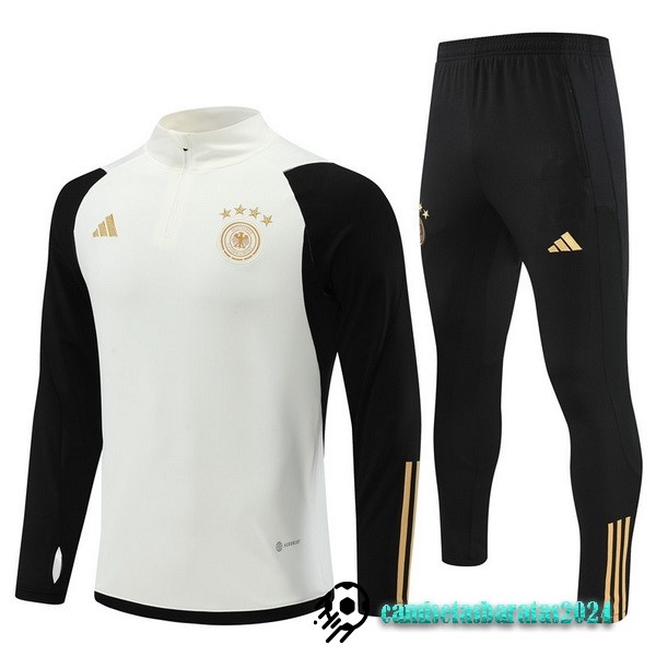 Replicas Conjunto Completo Sudadera Entrenamiento Niños Alemania 2022 Blanco I Amarillo Negro