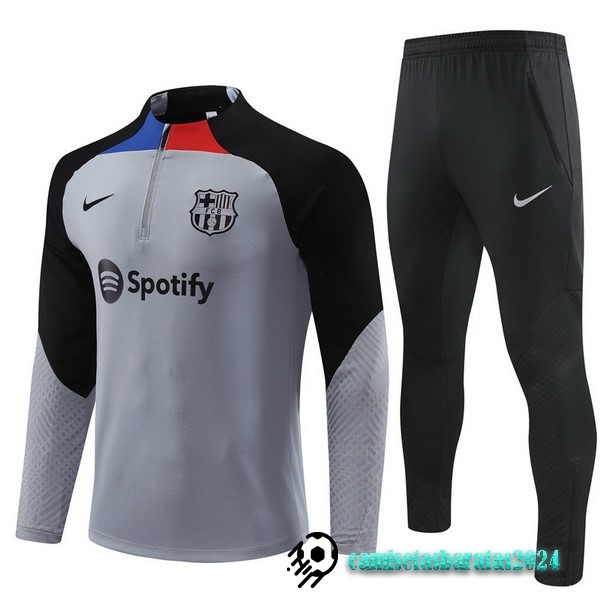 Replicas Conjunto Completo Sudadera Entrenamiento Niños Barcelona 2022 2023 Gris Negro