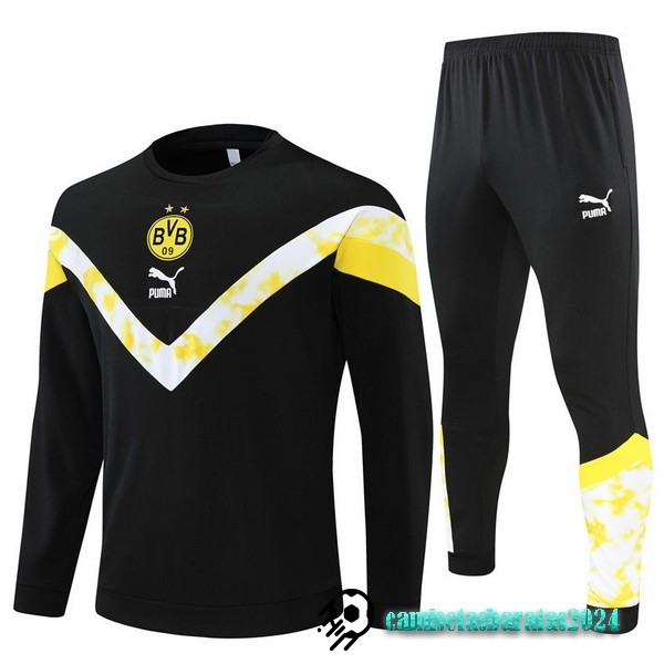 Replicas Conjunto Completo Sudadera Entrenamiento Niños Borussia Dortmund 2022 2023 Negro Amarillo